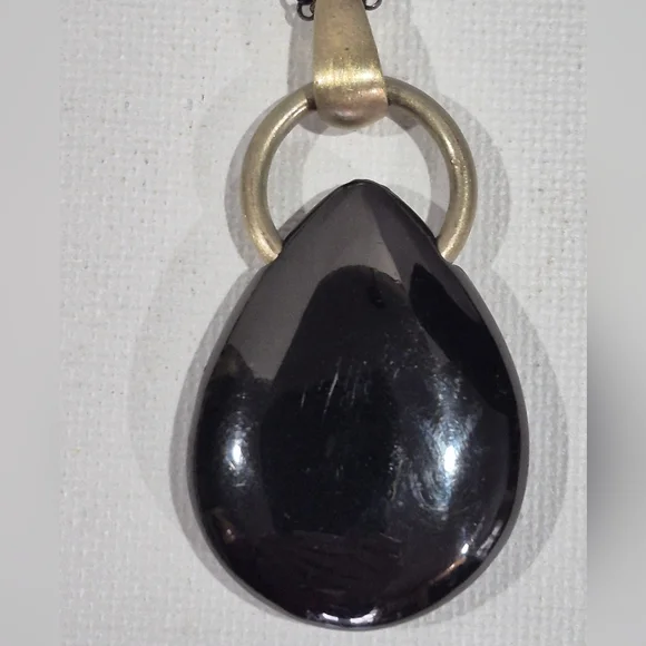 Sleek Black Nygard Teardrop Pendant Necklace - Picture 7 of 8